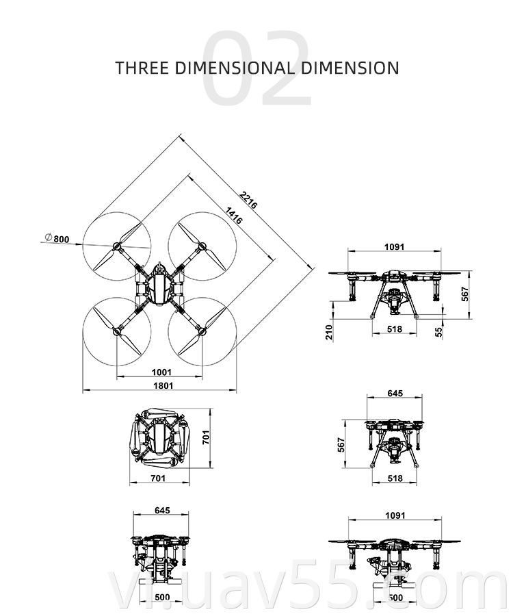 10L Quadcopter Agriculture Sprayer Drone Frame